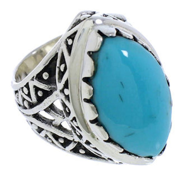 Southwestern Turquoise Silver Ring Size 5-1/4 TX38958